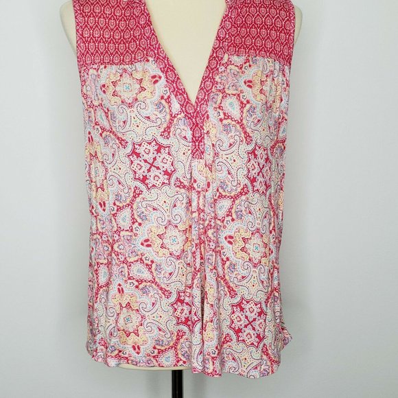 Ink+Ivy Sleeveless Pink Paisley Top Size M - Picture 1 of 8